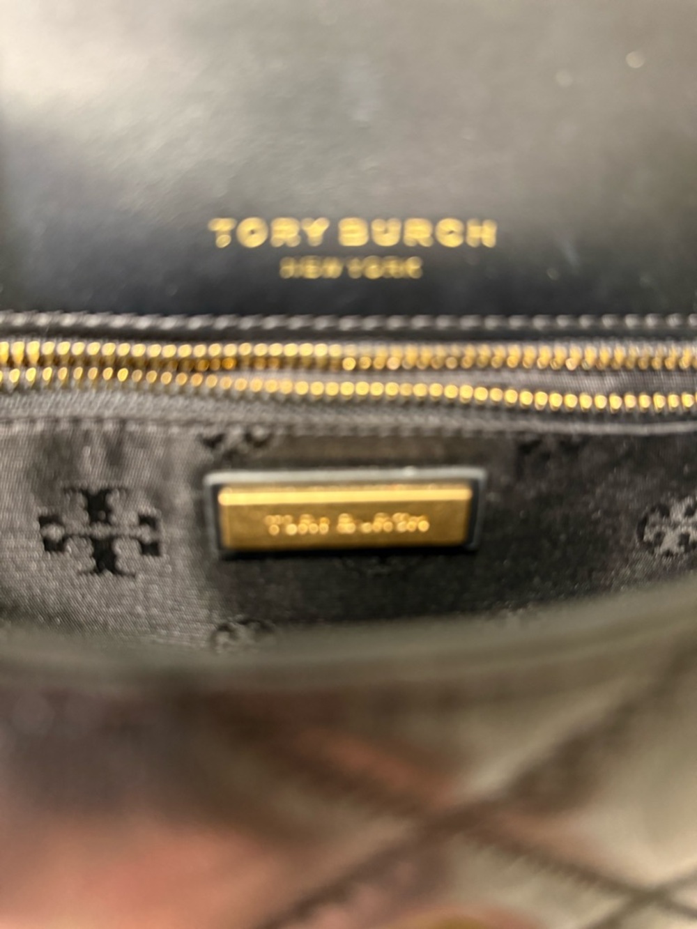 Tory Burch Black Quilted Leather Crossbody with Gold Chain and Logo - Picture 9 of 10